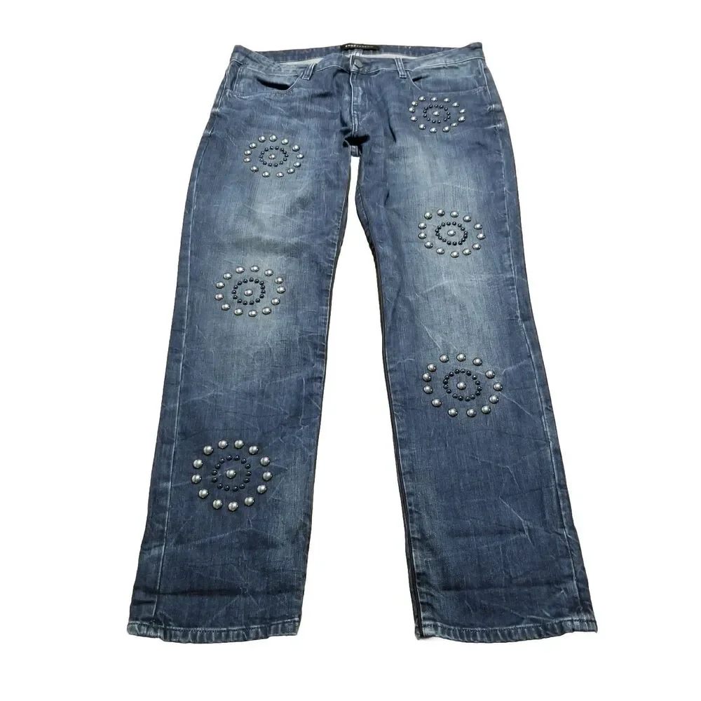 Brockenbow Jeans Women's Size 30 Charlotte Boyfriend Beaded Marbling (35x29.5)